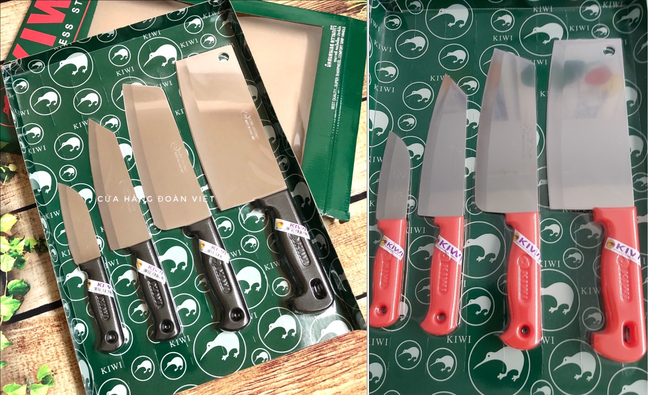 Dao Bộ Kiwi Thái Lan - Bộ 4 Cây Cán Nhựa Cao Cấp