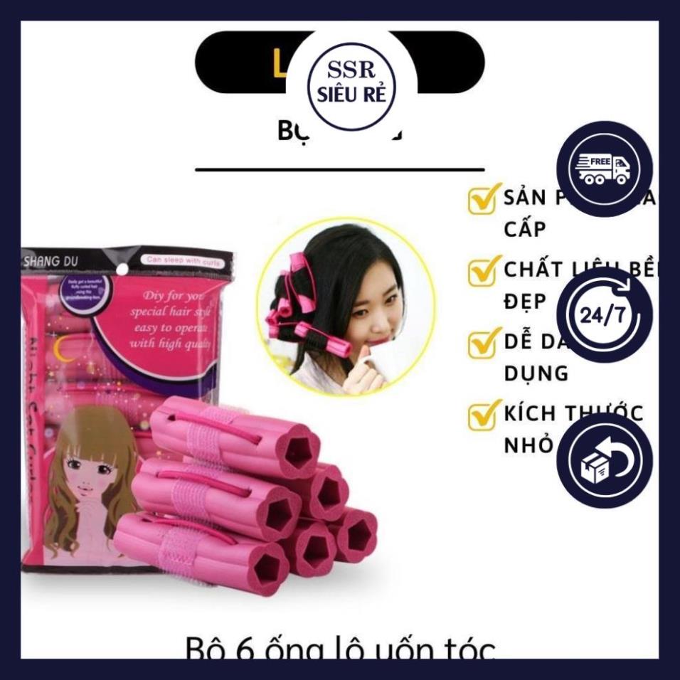 Bộ 6 Ống Lô Cuốn Tóc, Lô Uốn Tóc Tự Dính, Cuộn Tóc Xoăn