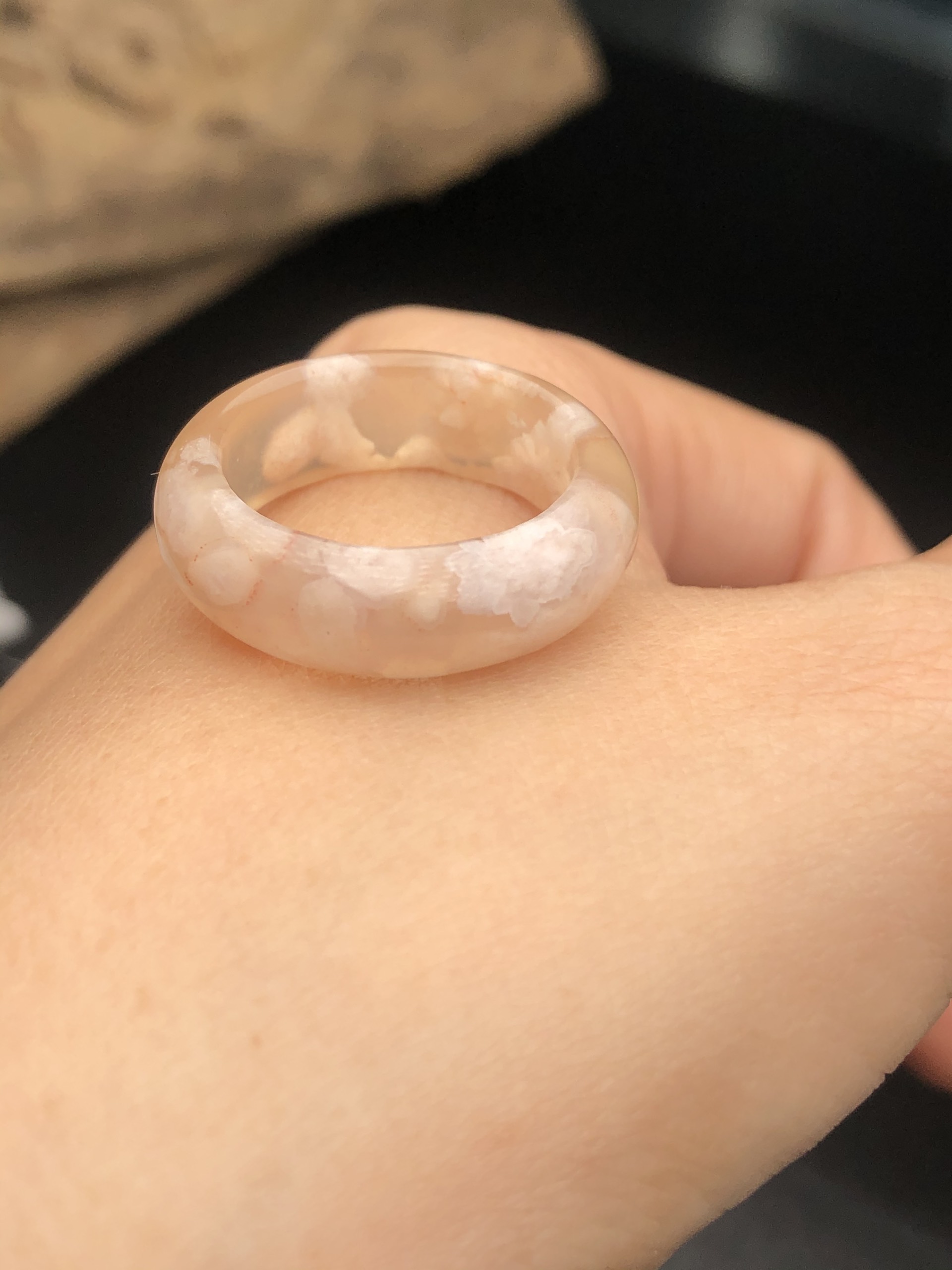 [FreeshipMAX] Nhẫn ngọc mã não hoa anh đào