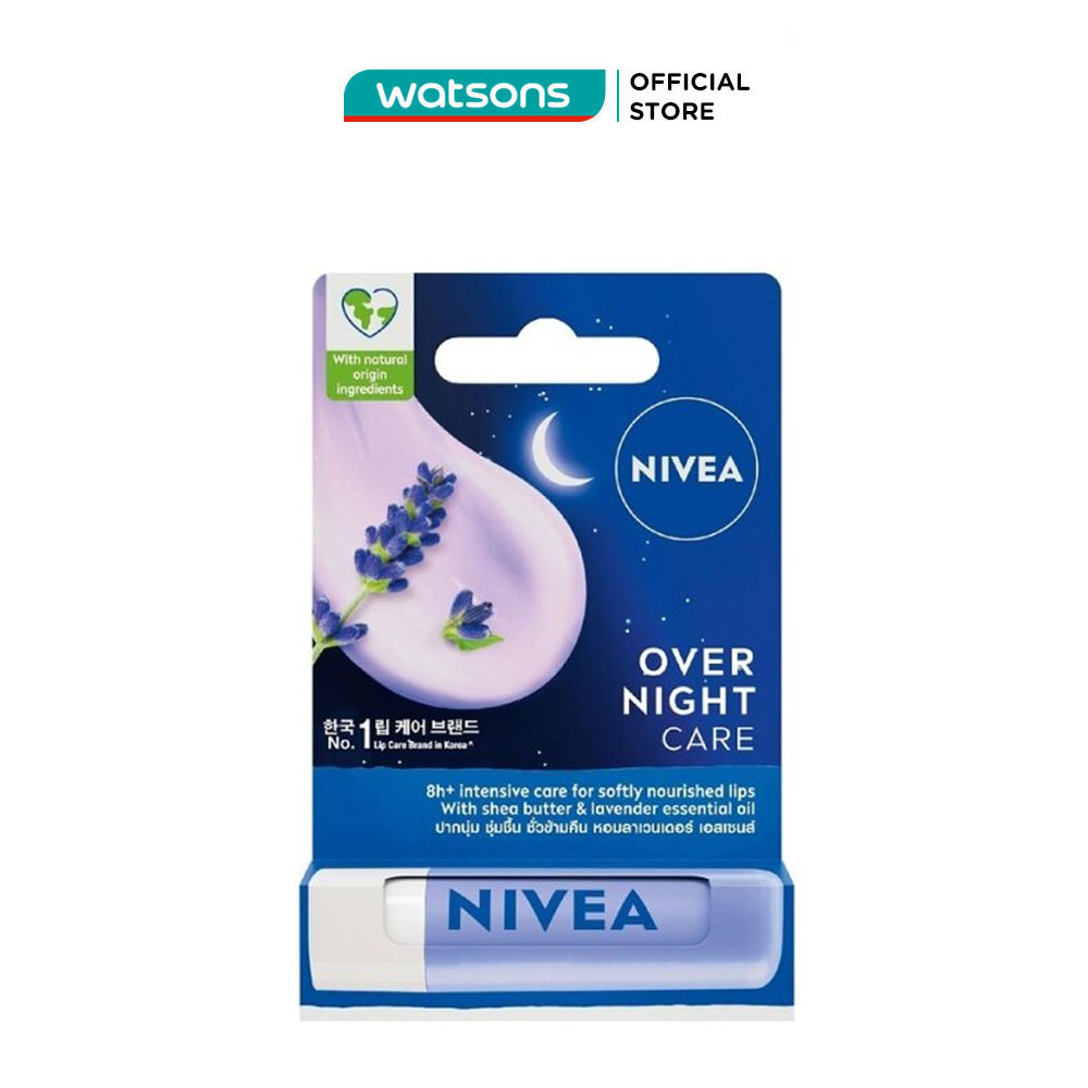 Son dưỡng môi nivea overnight care ban đêm 4.8g