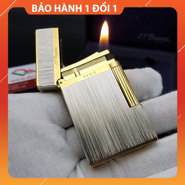 Vỏ hộp quẹt bật lửa dupont trắng xước viền vàng d132 dùng gas đá cao cấp - hàng super