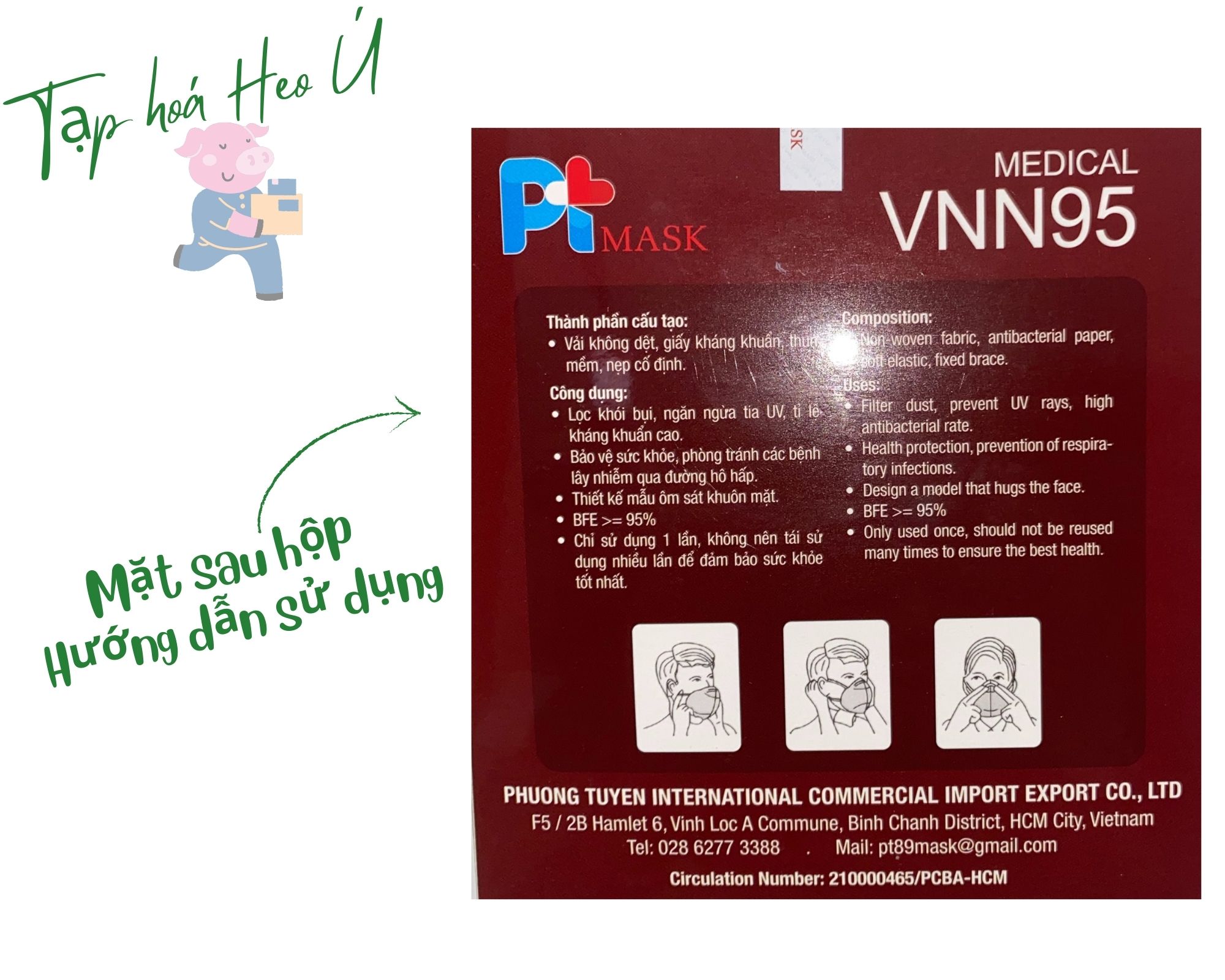 [COMBO 5 hộp 50 cái] Khẩu Trang Kháng Khuẩn 5 lớp VNN95