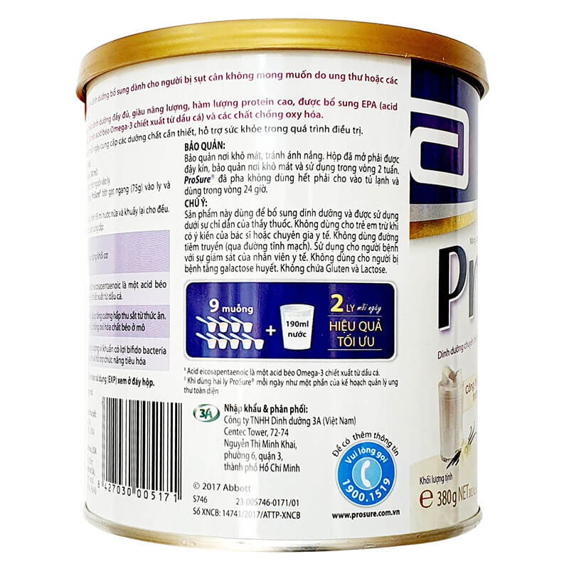 Sữa Prosure Vani hộp thiếc 380g (Date 2025)