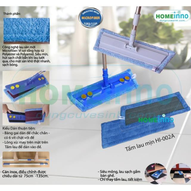 [HCM]Cây lau nhà công nghiệp Microfiber Dán 45cm (siêu sạch cán rút đế nhựa)