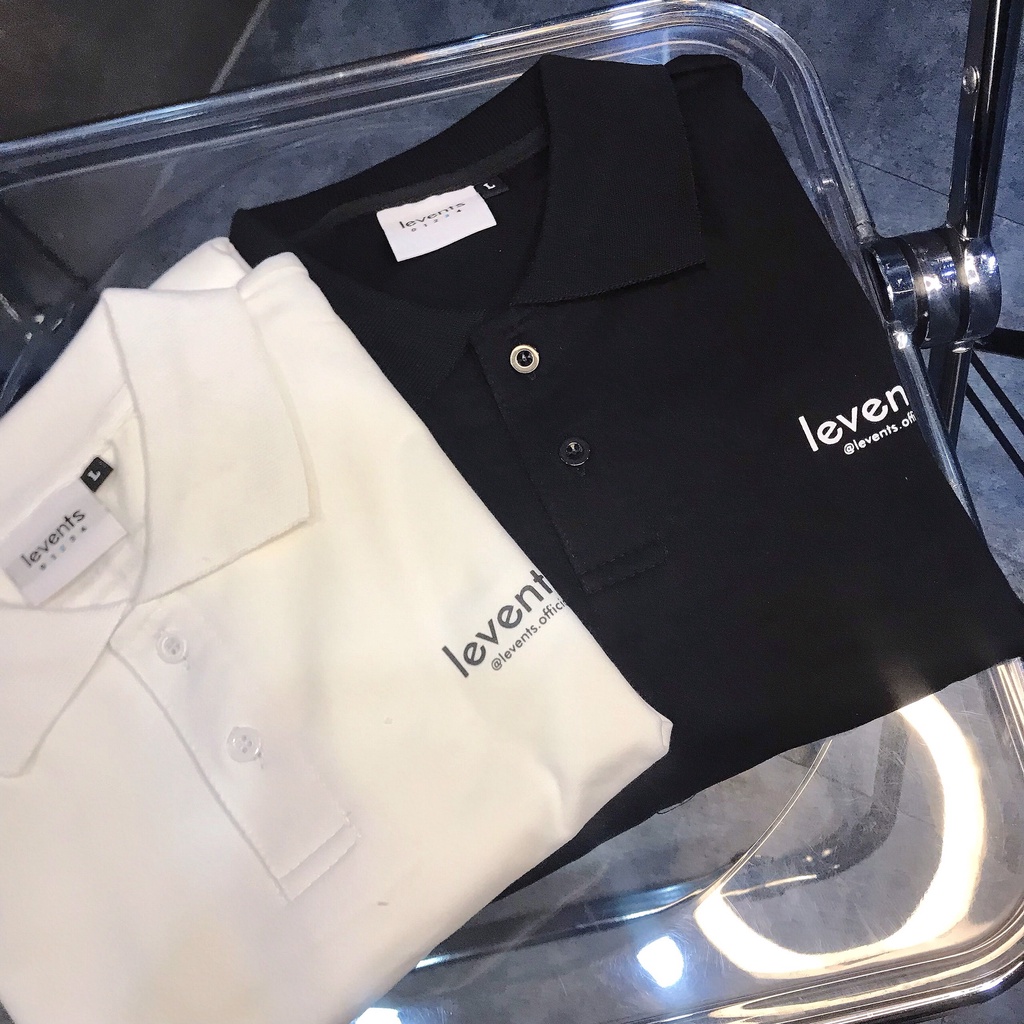 [ẢNH THẬT] Áo Polo Tay Lỡ Cổ Bẻ LEVENTS Basic Đen Trắng Unisex