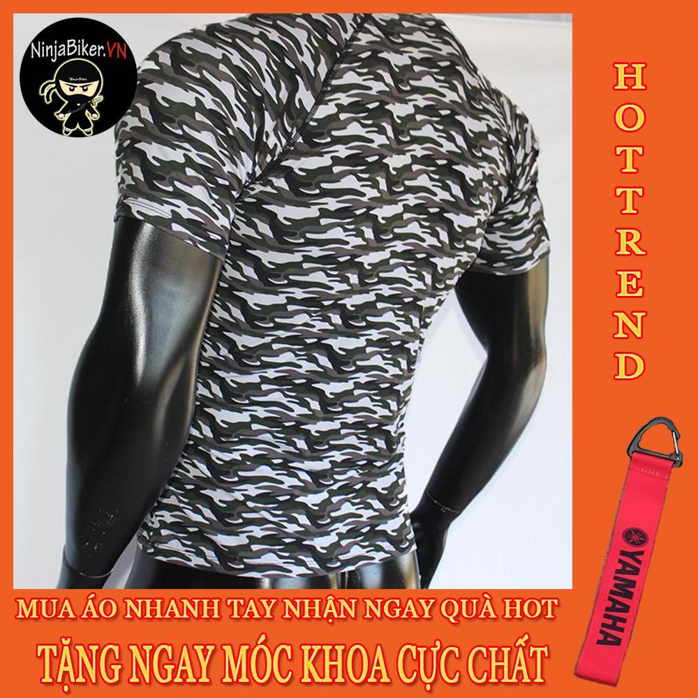 Áo thun lính ngắn tay rằn ri (xám đen)