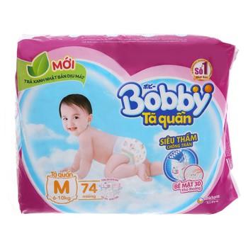 Tã quần Bobby siêu đại M74 miếng (tặng bộ chén ăn dặm)