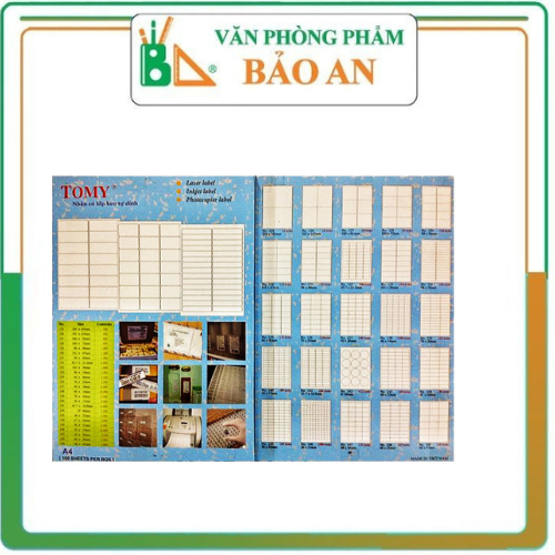Nhãn dán tomy a4 trắng, decal tomy các số - tặng thêm 1 tập tomy a5