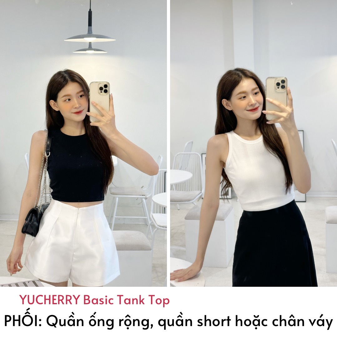 YU CHERRY | Áo ba lỗ croptop không xù lông Basic Tank Top YA441
