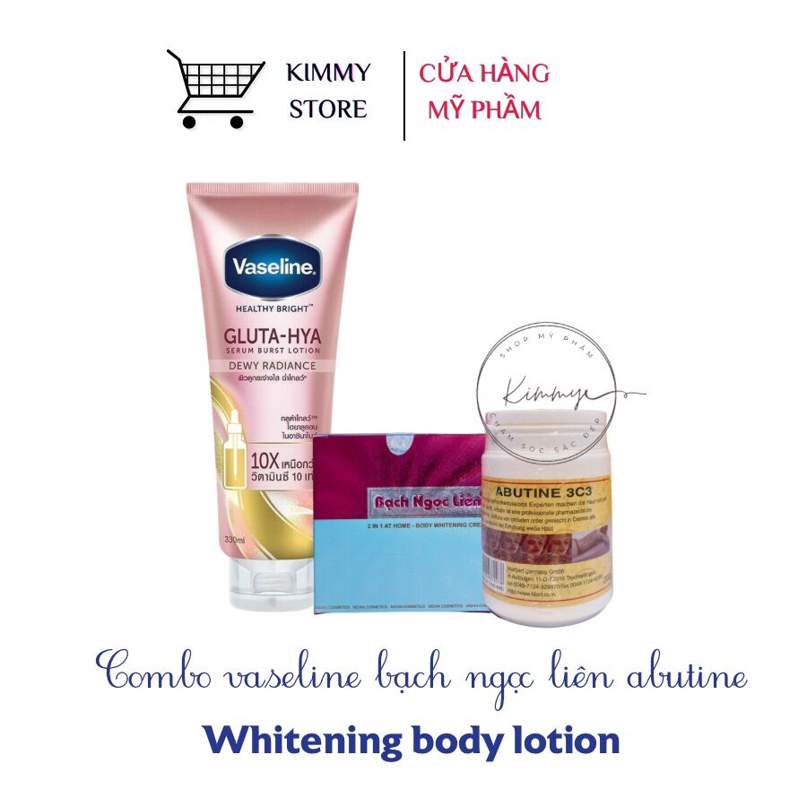 Combo siêu tẩy bạch ngọc liên + Vaseline Gluta Hya + Abutine 3C3