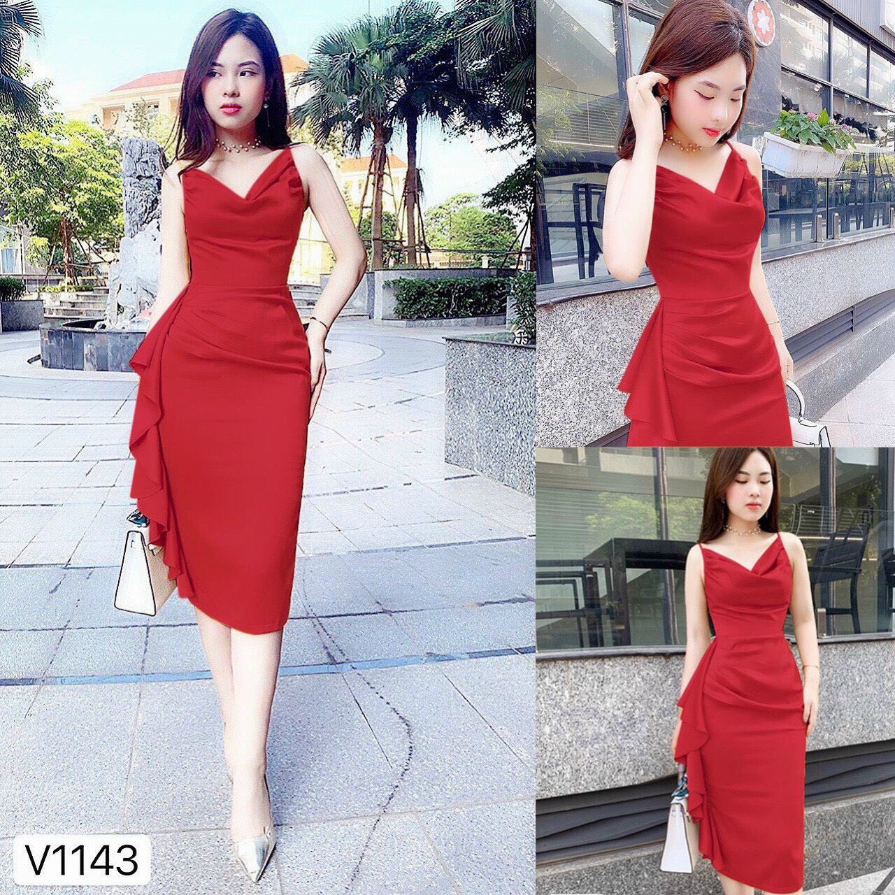 Đầm poly 2 da cực xinh , tôn dáng cho các nàng