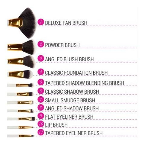 [HCM]Bộ cọ  11 Cây BH Cosmetics Dot Collection - 11 Piece Brush Set White