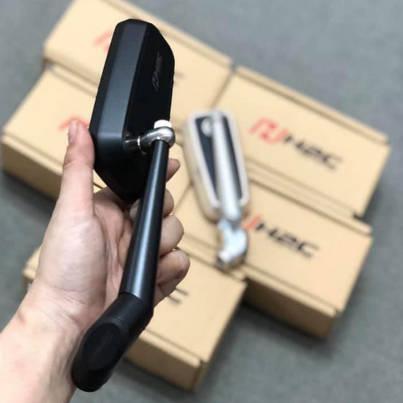 Kính chiếu hậu gắn xe máy kiểu H2C CAO CẤP HÌNH CHỮ NHẬT (MÀU ĐEN)(1 GƯƠNG BÊN TRÁI)