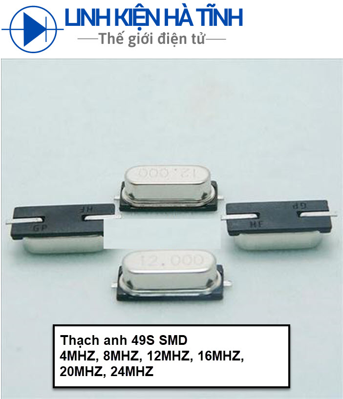 10 con thạch anh 49smd 4mhz 8mhz 12mhz 16mhz 20mhz 24mhz thạch anh dán