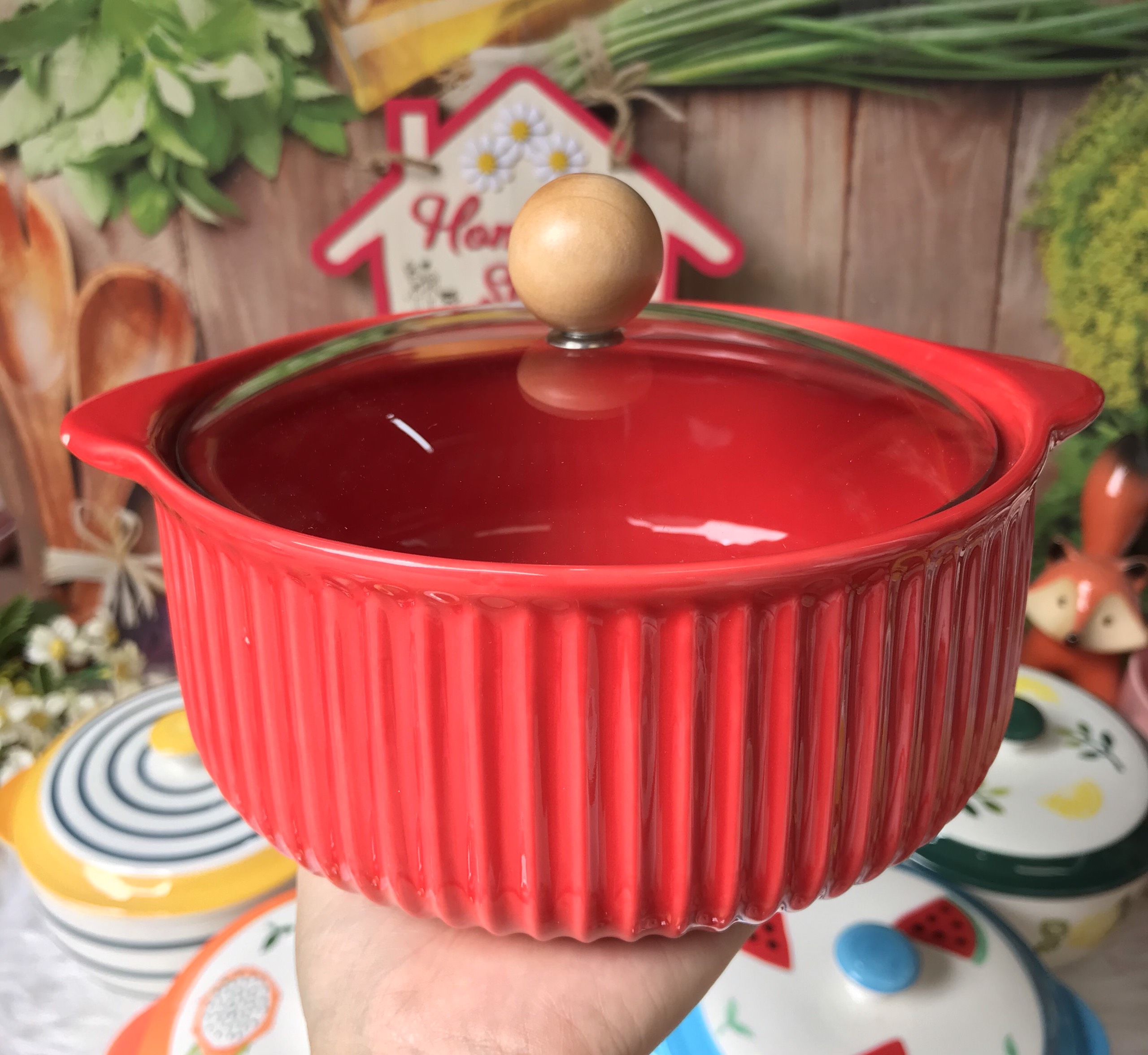 Bát Đĩa Decor Bát Ăn Cơm Bộ Chén Dĩa Sứ🍟 Dễ Thương Mầu Đỏ Cute Cao Cấp 🍟S57