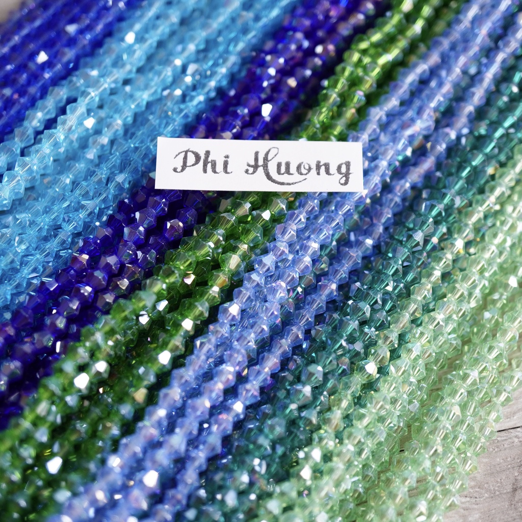 1 dây (khoảng 110 ~ 120 hạt) pha lê nón 3mm đủ màu đính kết quần áo