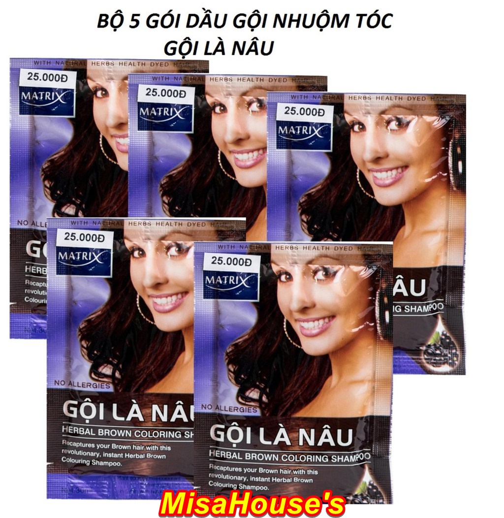 Dầu Gội Nhuộm Tóc - Gội Là Nâu Matrix 25g [5 Gói]