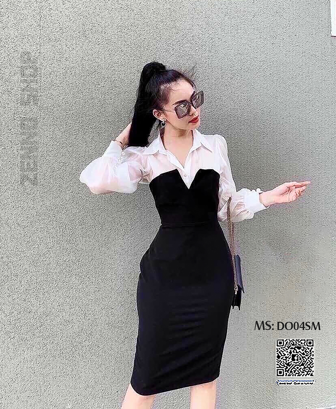Đầm Cổ Sơ Mi Dài Tay, Đầm Dáng Ôm - MS: D03SM