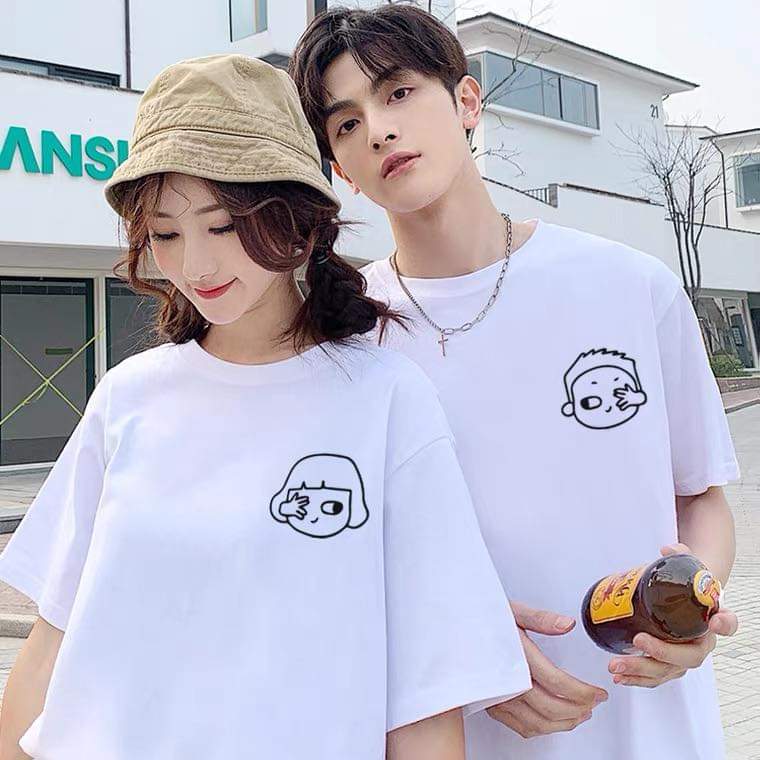 ÁO ĐÔI ĐEN, TRẮNG IN HÌNH DỄ THƯƠNG