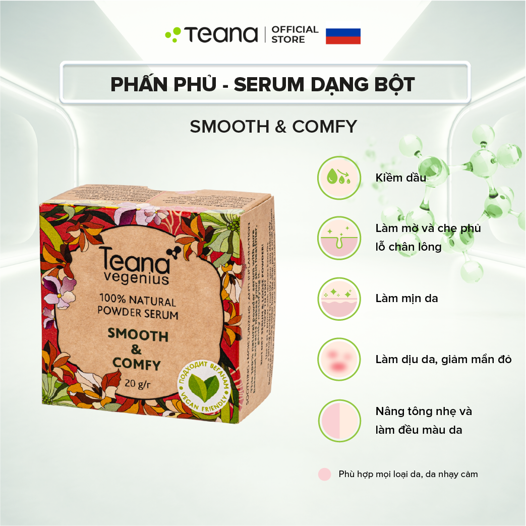 Phấn phủ - serum dạng bột Teana Natural Powder Smooth & Comfy