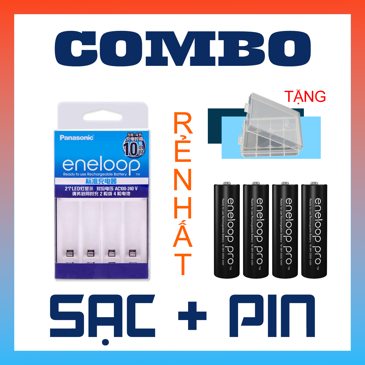 Combo sạc pin Eneloop BQ CC51 + pin sạc các loại