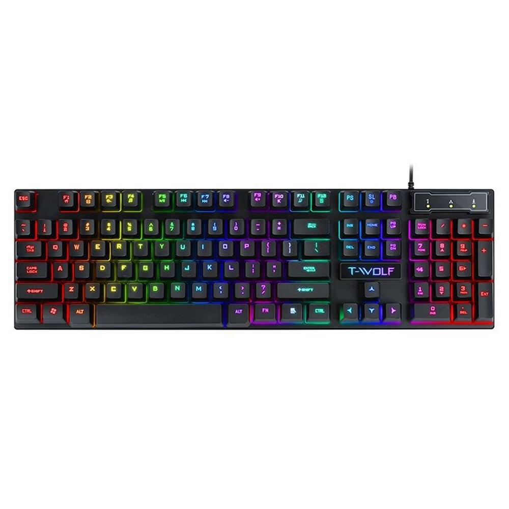 Bàn phím led game T Wolf T20 giả cơ keyboard có đèn 7 màu - Mới