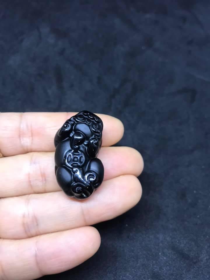 [HCM]MẶT  DÂY TỲ HƯU ĐÁ NÚI LỬA Obsidian 1A-[ size lớn] TẶNG KÈM DÂY ĐEO