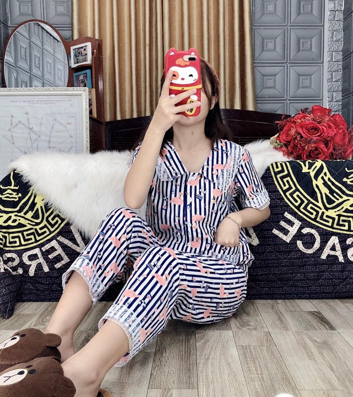 [HCM]Bộ  Pijama mặt ở nhà hình hoa -MTB