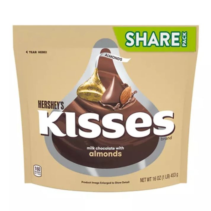 Socola sữa hạnh nhân Hershey s Kisses Milk Chocolate With Almonds gói