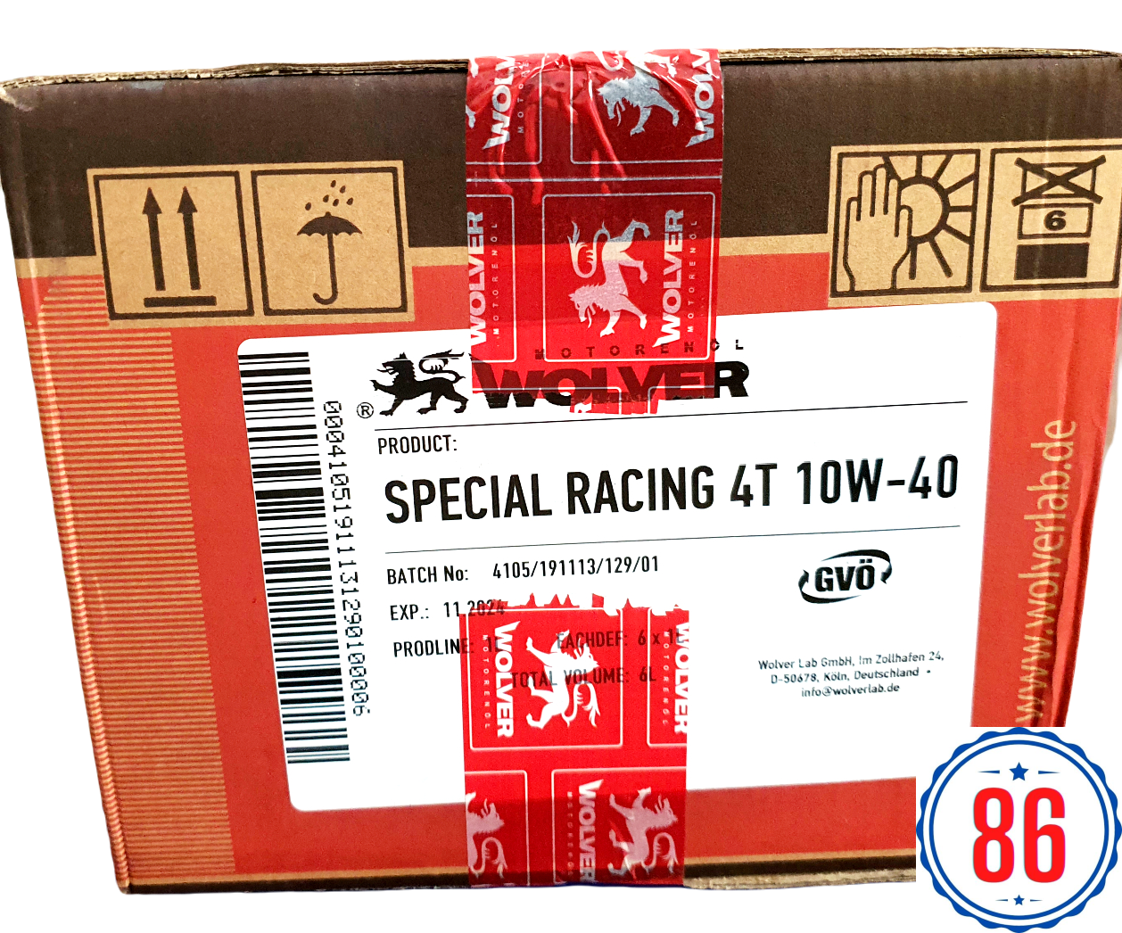 Thùng 6 lon Nhớt Wolver SPECIAL Racing 4T 10W40 công nghệ tổng hợp 100%  API SN