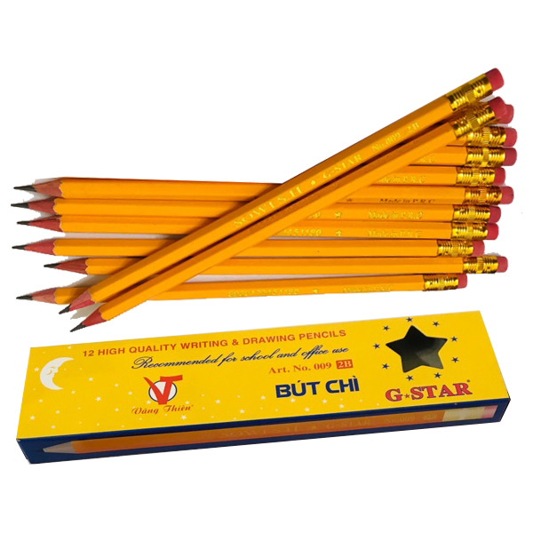 Bút chì đen 2B thân vàng Gstar (loại tốt) hộp/12 cây