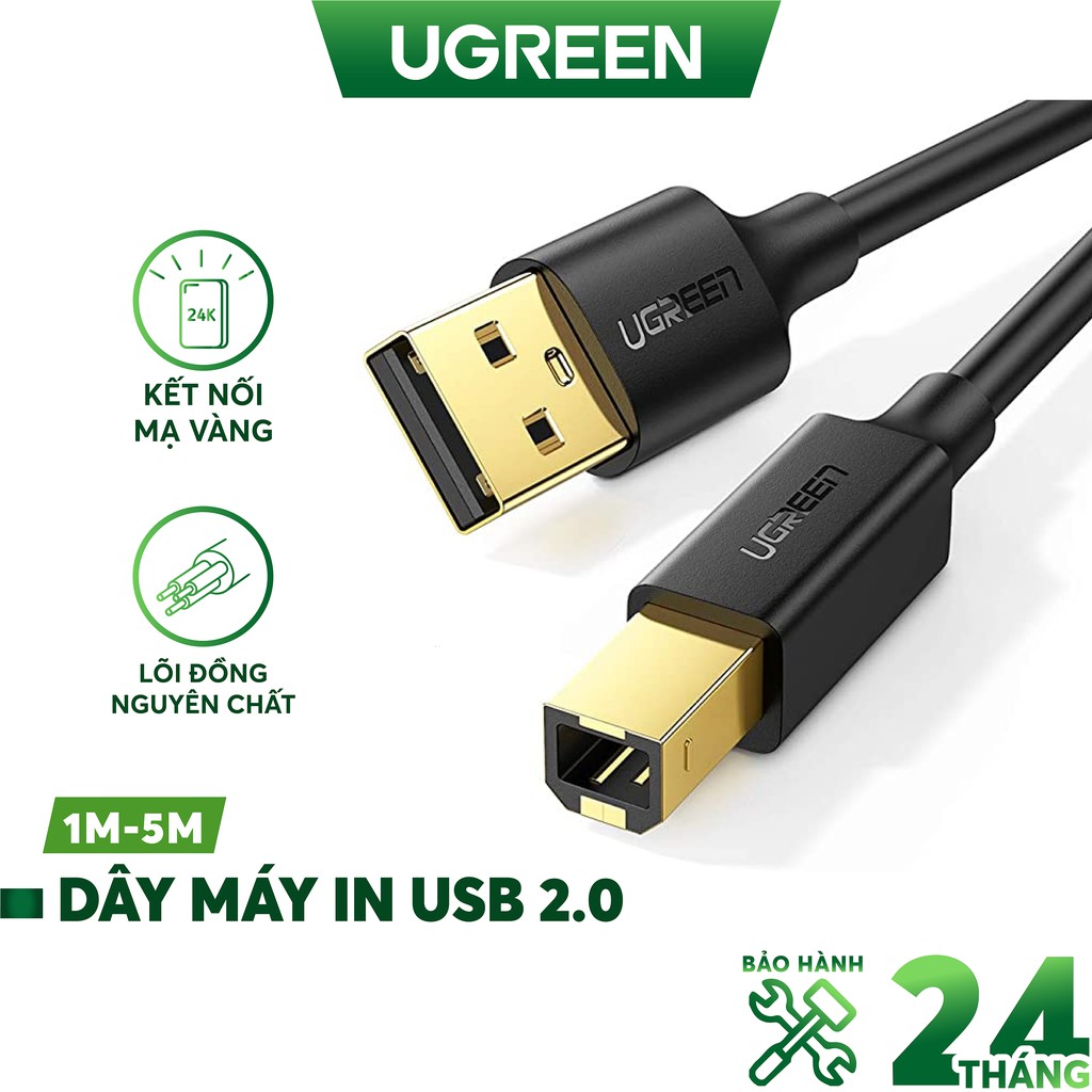 Cáp usb 2.0 máy in 3m ugreen 10351 đầu cáp mạ vàng