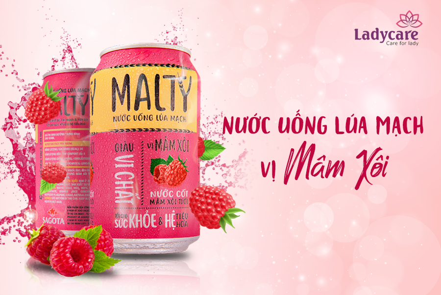 [Mua 3 pack Tặng 1 pack] Nước uống lúa mạch Malty vị mâm xôi pack 6 lon/330ml