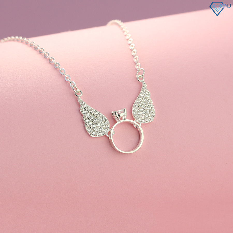 Quà tặng sinh nhật bạn thân nữ - Dây chuyền bạc nữ đôi cánh thiên thần DCN0498 - Trang Sức TNJ