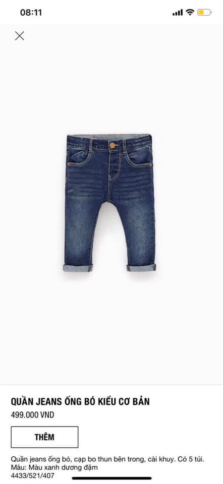 Quần bò Zara bé trai dư xịn