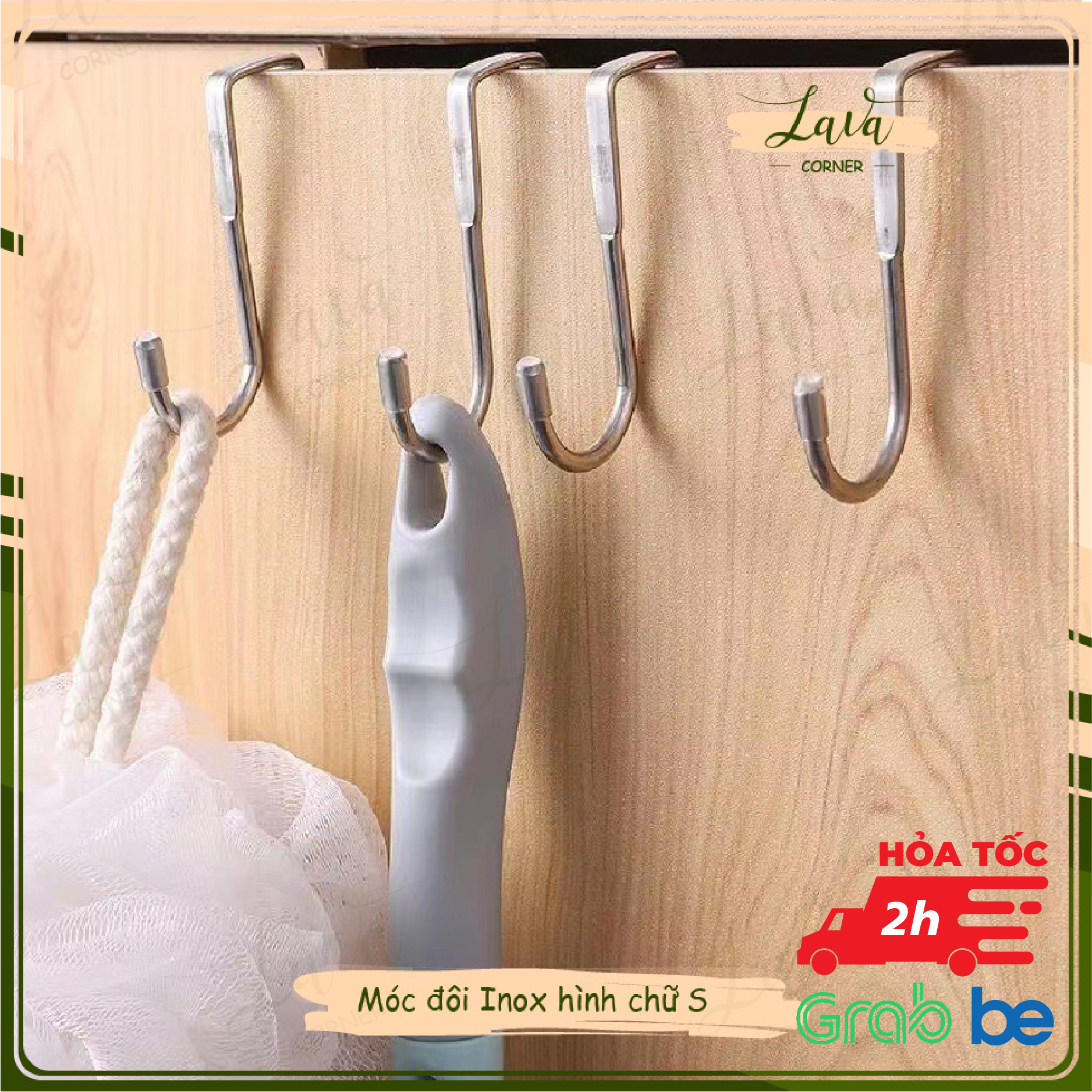 Móc treo đồ hình chữ s, treo nhiều đồ tiện dụng inox 304, chịu tải 10 kg