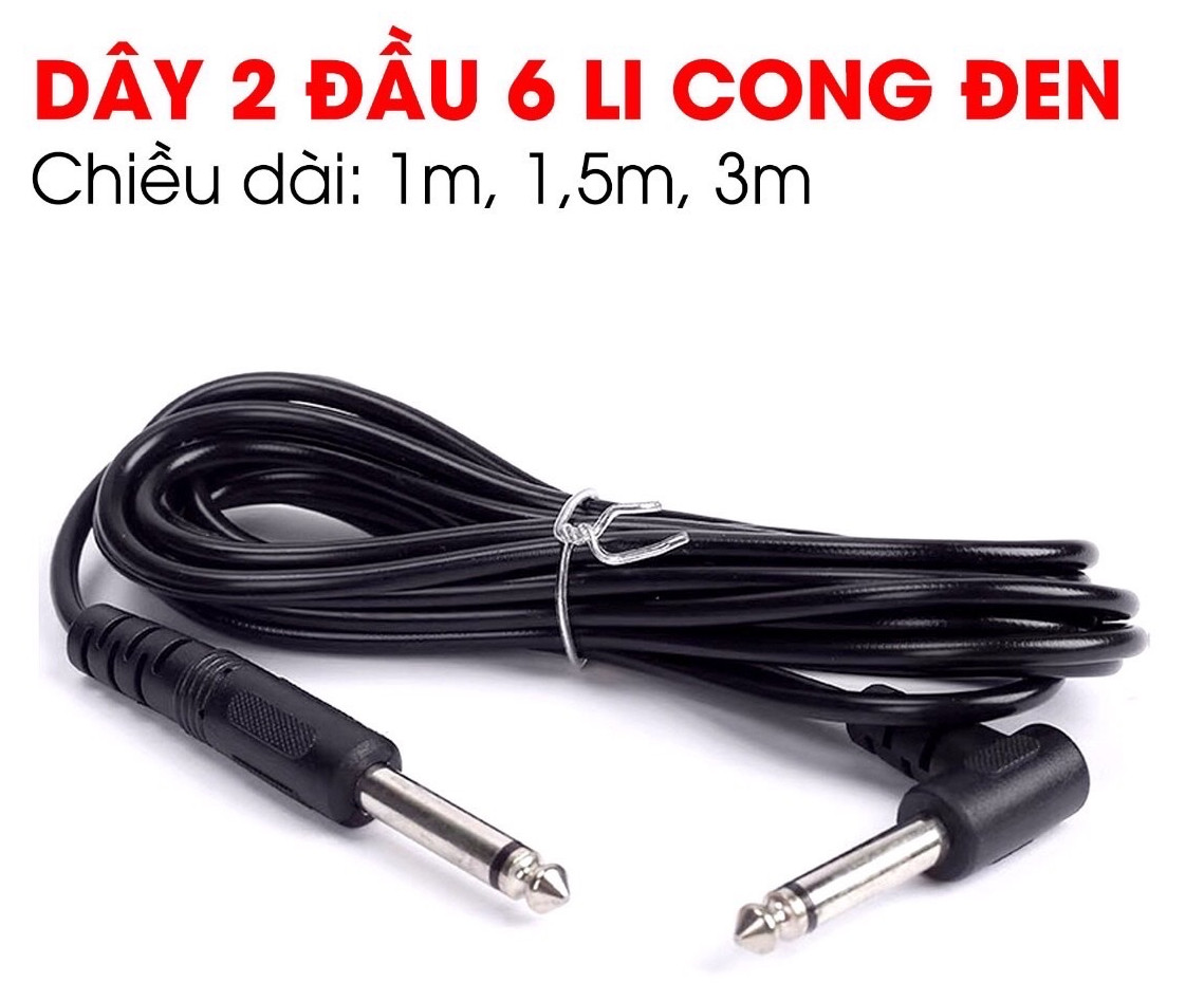 Dây 2 đầu 6ly, dây jack 6.5mm ra 6.5mm, dây 2 đầu 6.5 màu đen