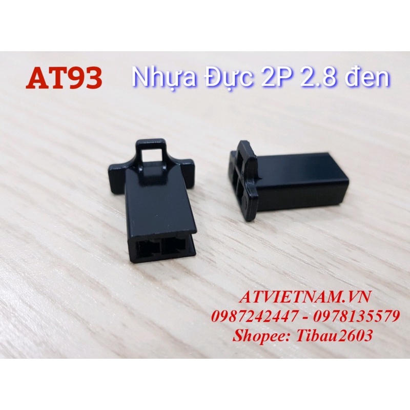 Nhựa đầu đực đen 2 lỗ 2P 2.8 - AT93 (1 bịch 10 cái)