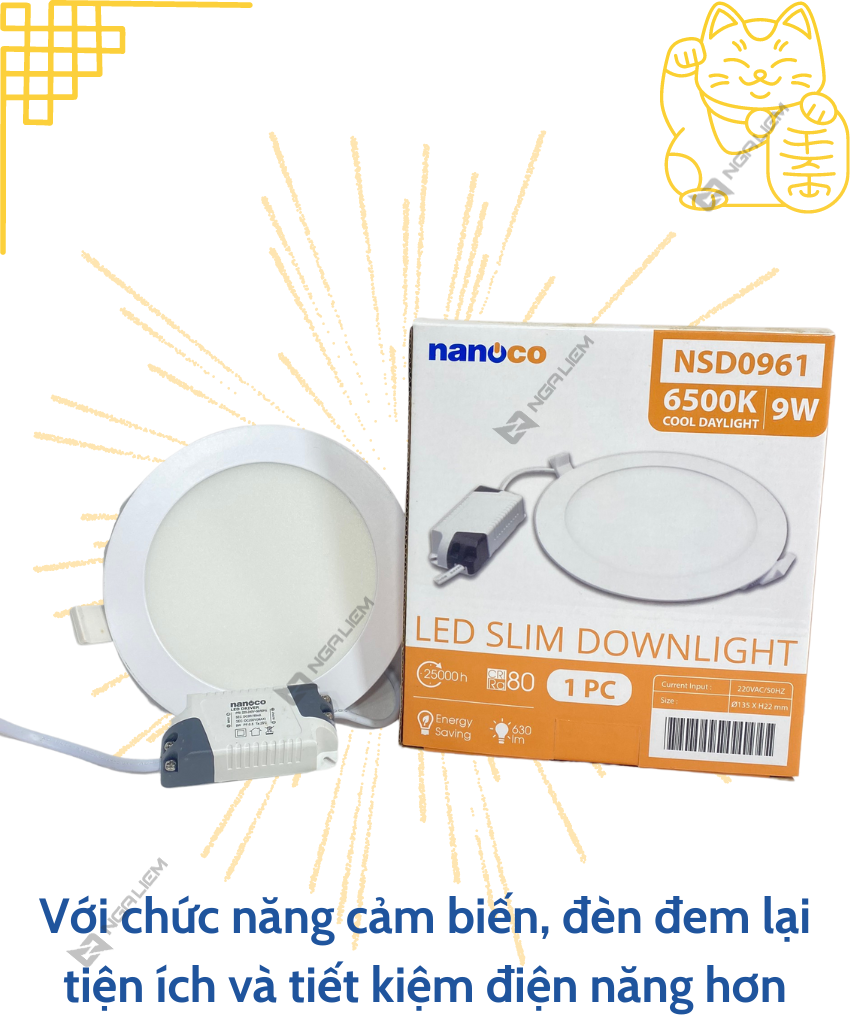 Đèn Led Slim Downlight – IP20 9W/120V Nanoco