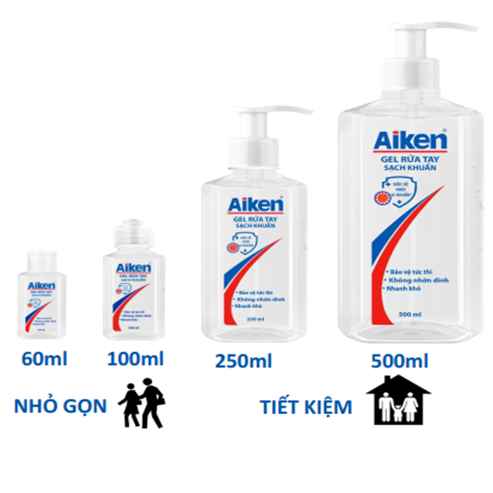 [HCM]Aiken - Gel rửa tay khô sạch khuẩn 60 ml