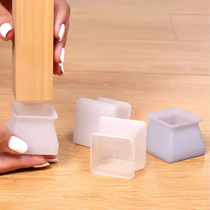 Set 4 Miếng Bọc Chân Bàn Ghế Vuông Chống Xước Sàn Và Tiếng Ồn