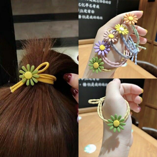 [HCM]Set 5 Dây Chun Buộc Tóc Hoa Cúc Daisy Hàn Quốc - Phụ Kiện Cột Tóc