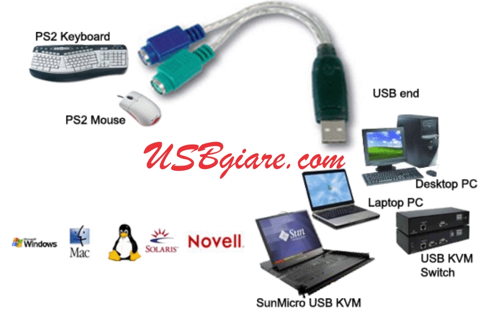 CÁP CHUYỂN USB SANG PS2 CHO CHUỘT VÀ BÀN PHÍM