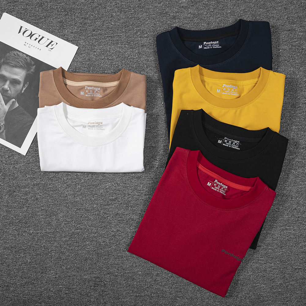 Áo thun nam cotton Pontaga cổ tròn