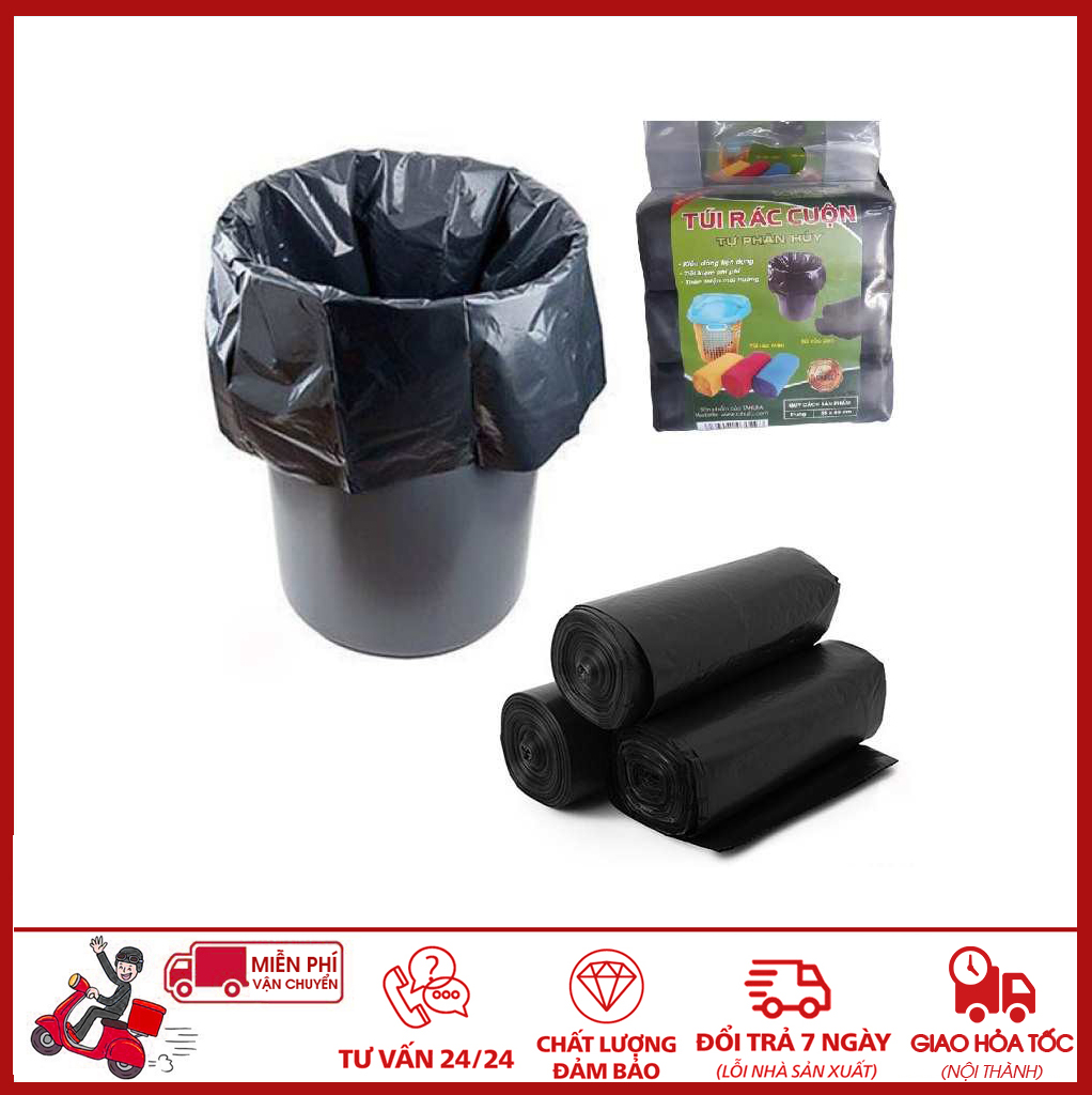 ⛔GIADUNGHOALONG⛔ Bịch 3 cuộn túi rác đen (LOẠI 3 CUỘN - LOẠI ĐEN)