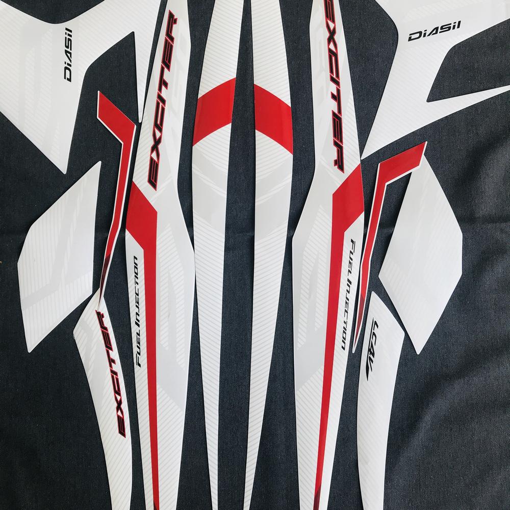 [BẢO HÀNH 1 THÁNG] BỘ TEM RỜI 3 LỚP CAO CẤP CHO YAMAHA EXCITER 150CC NGUYÊN BẢN ZIN MẪU MỚI CỰC ĐẸP ( MÀU TRẮNG ĐỎ )