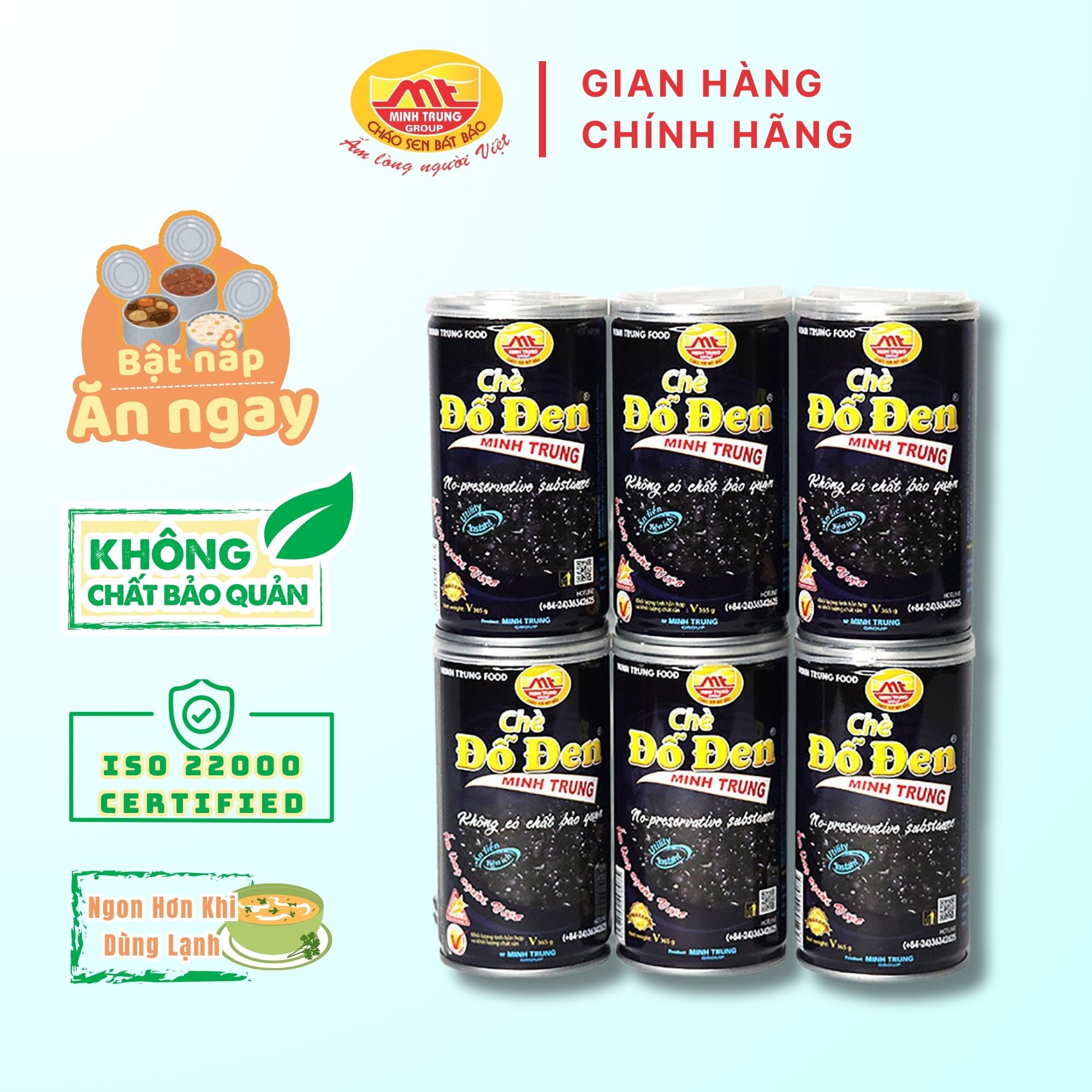 Chè đỗ đen Minh Trung 365g - Chè Đỗ Đen 6 (combo 6 lon)