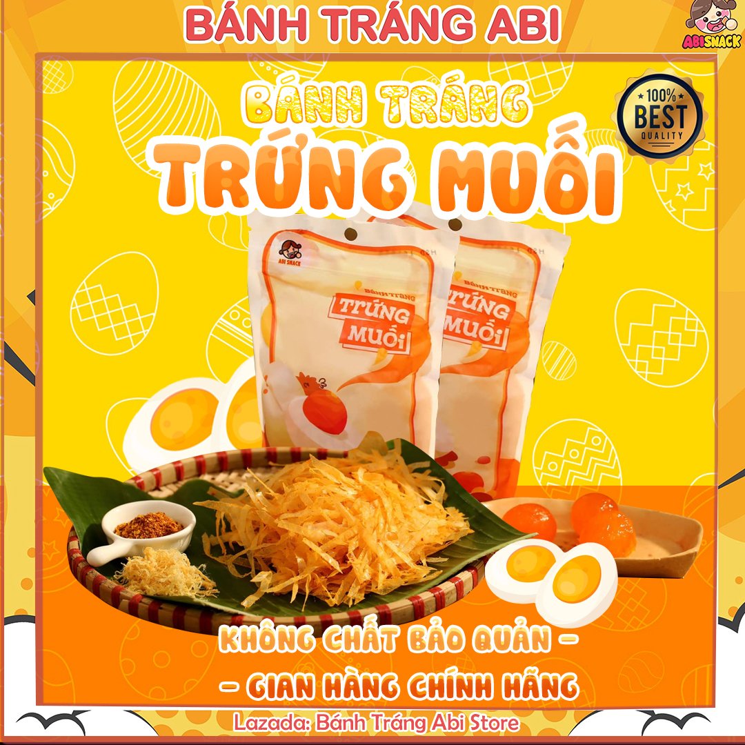 Bánh tráng dẻo trứng muối độc quyền Abi-ABI SNACK CHÍNH HÃNG-Tặng khẩu trang từ 2 bịch