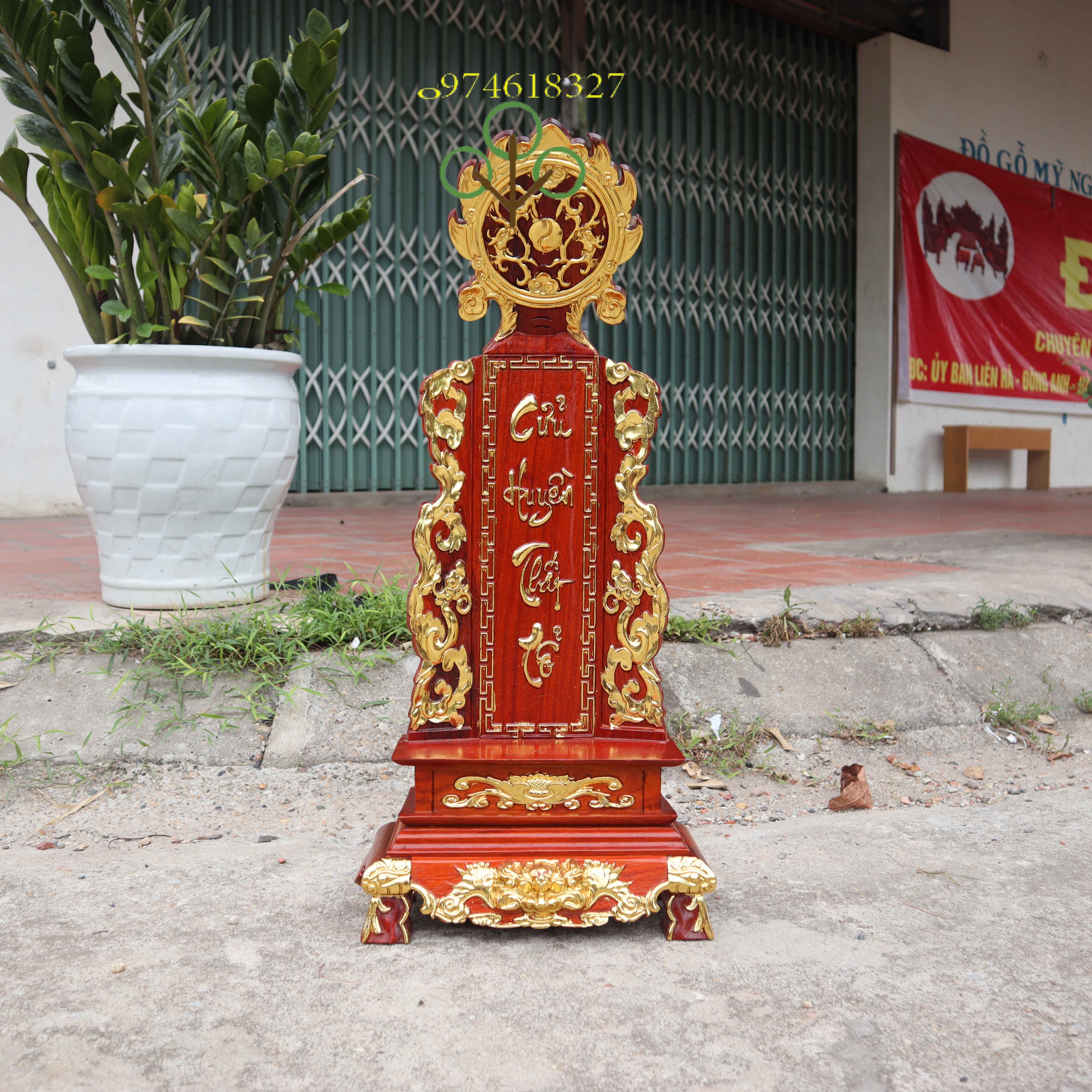 Bài vị thờ cửu huyền thất tổ gia tiên gỗ hương rát vàng cao 41,48,61,67