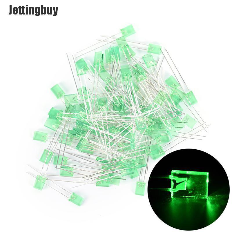 Jettingbuy 100pcs Rectangular Square LED Emitting Diodes Light Bulbs Yellow/Red/Blue/Green
